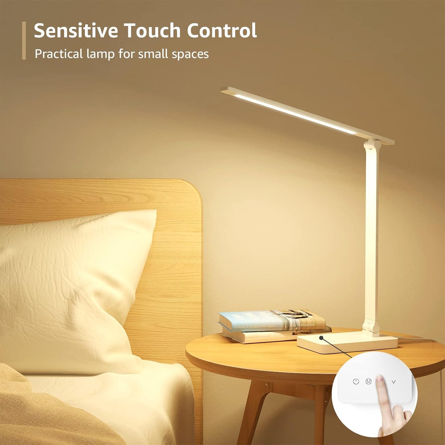 Lepro LED Desk Lamp 9.5W 800lm, Metal Desk Light for Home Office, White | 5 Colors 5 Brightness, Dimmable Task Light