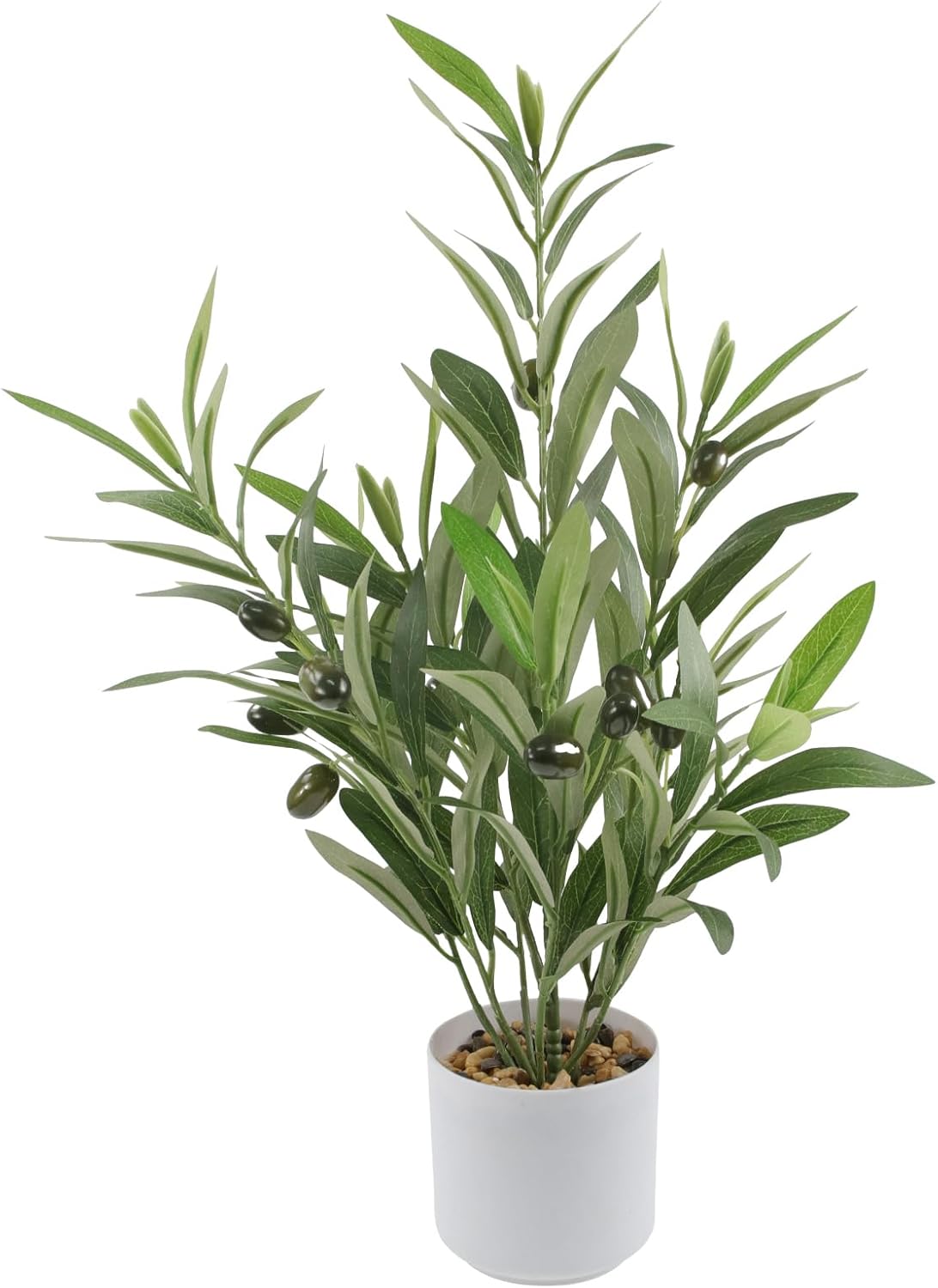 Artificial Olive Branches in Pot / Potted Olive / White