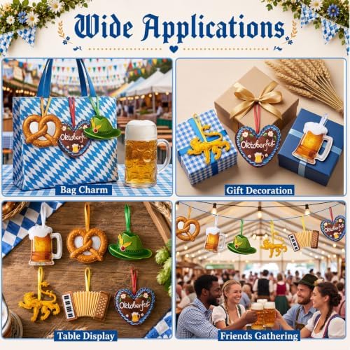 Breling 12 Pcs Oktoberfest Felt Hanging Ornaments, 3.15 inch Party Decor