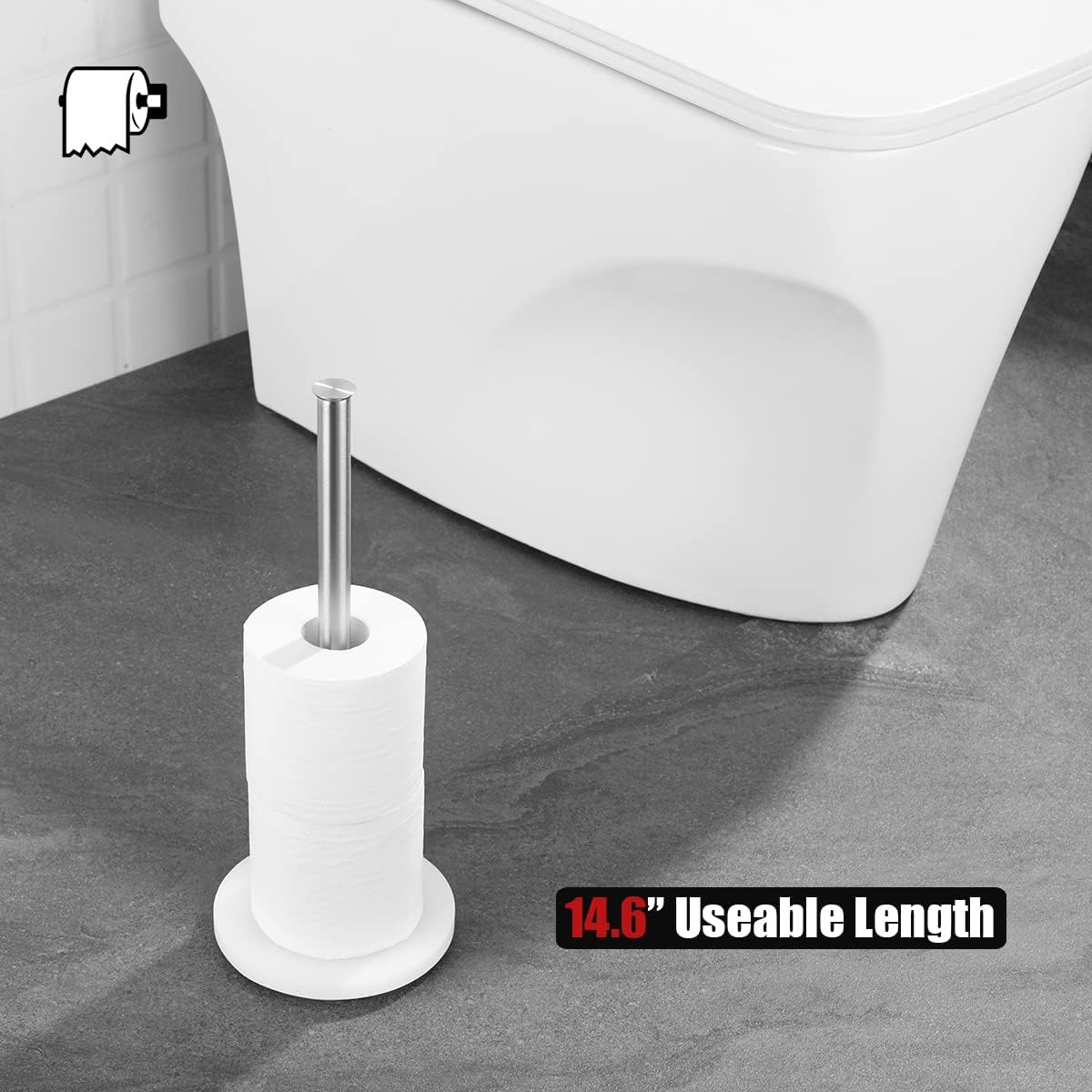 JQK Toilet Paper Storage Stand, 304 Stainless Steel Thicken 0.8mm Tissue Reserve Holder Dispenser for Bathroom, Brushed