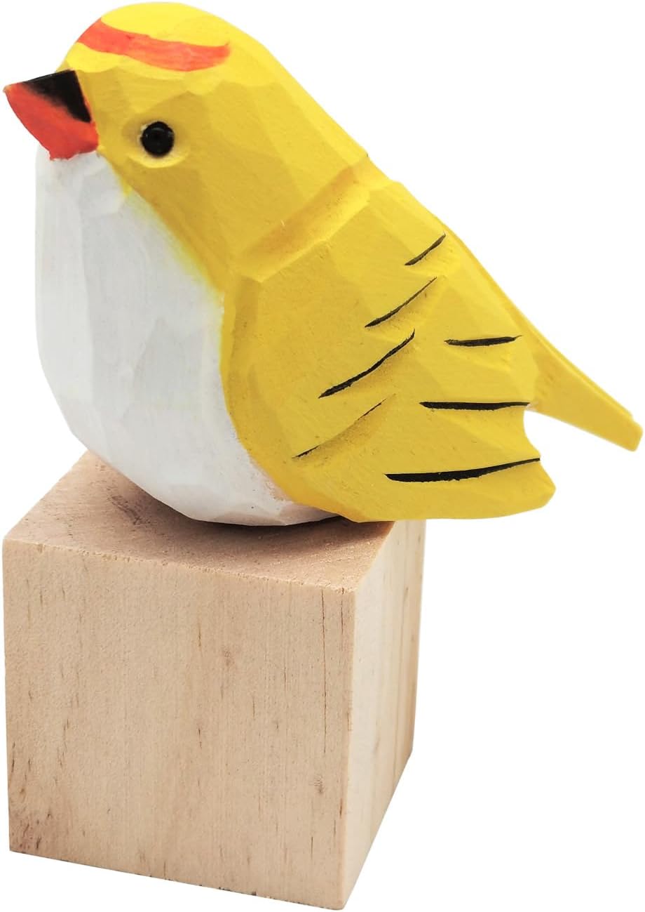 Bird Figurine / Vivid Bird Statue / Yellow Bird