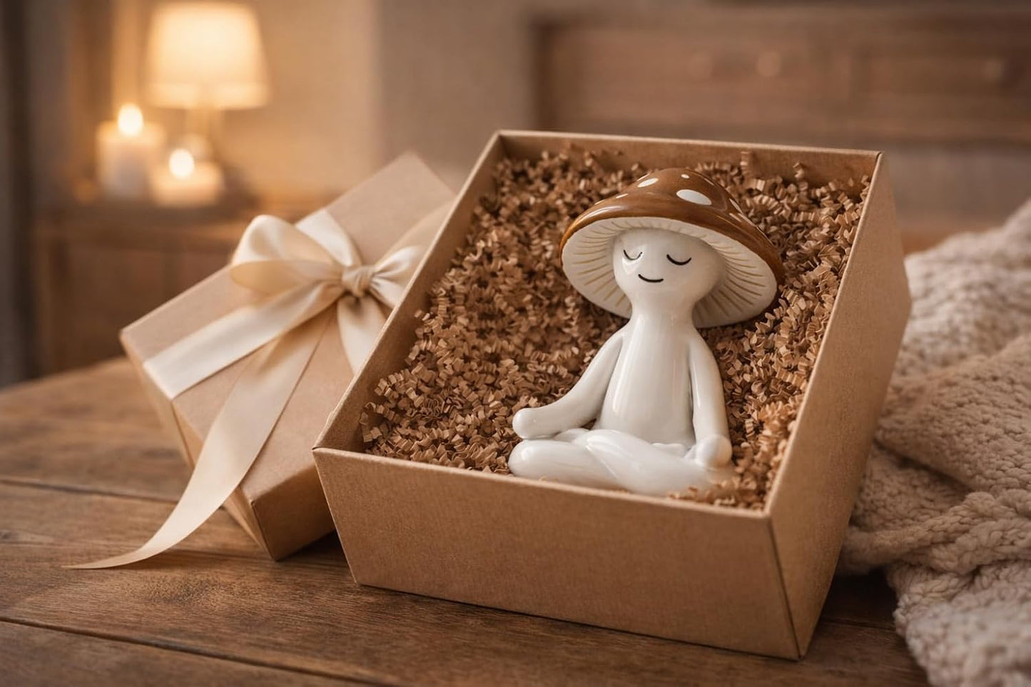 Meditation Mushroom Resin Statues