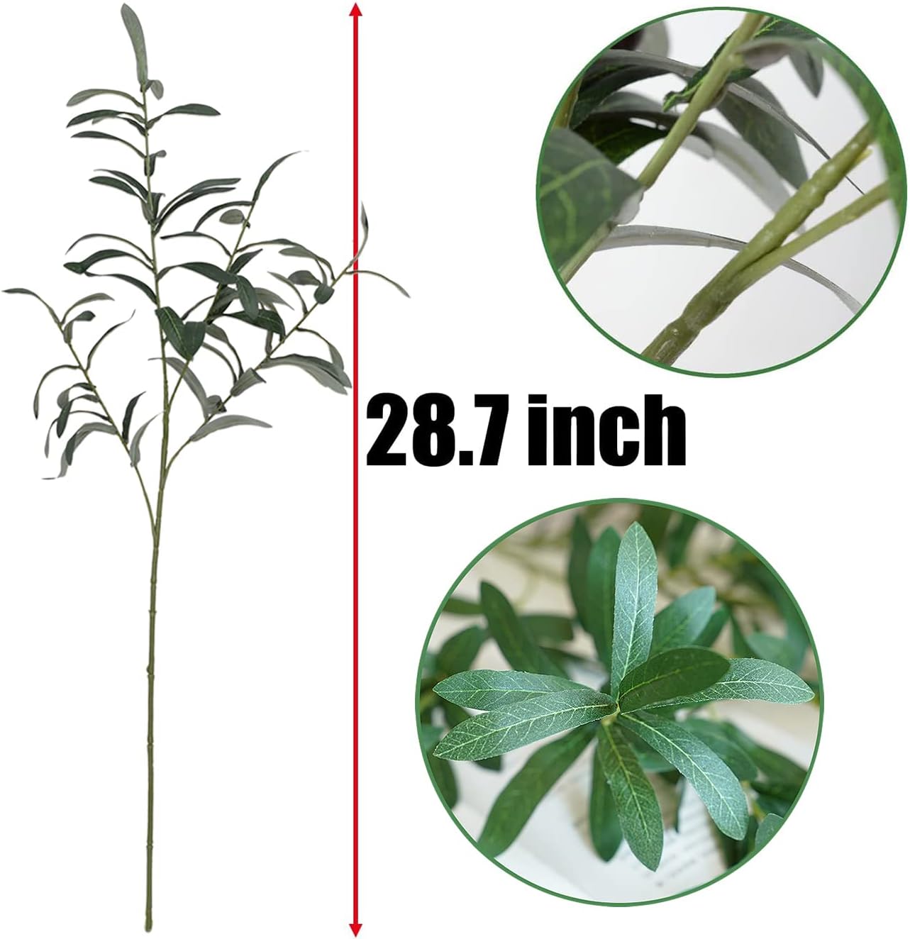 Olive Branches for Vases Faux Olive Branch Fake Tree Branches Stems for Vase / Set of 5