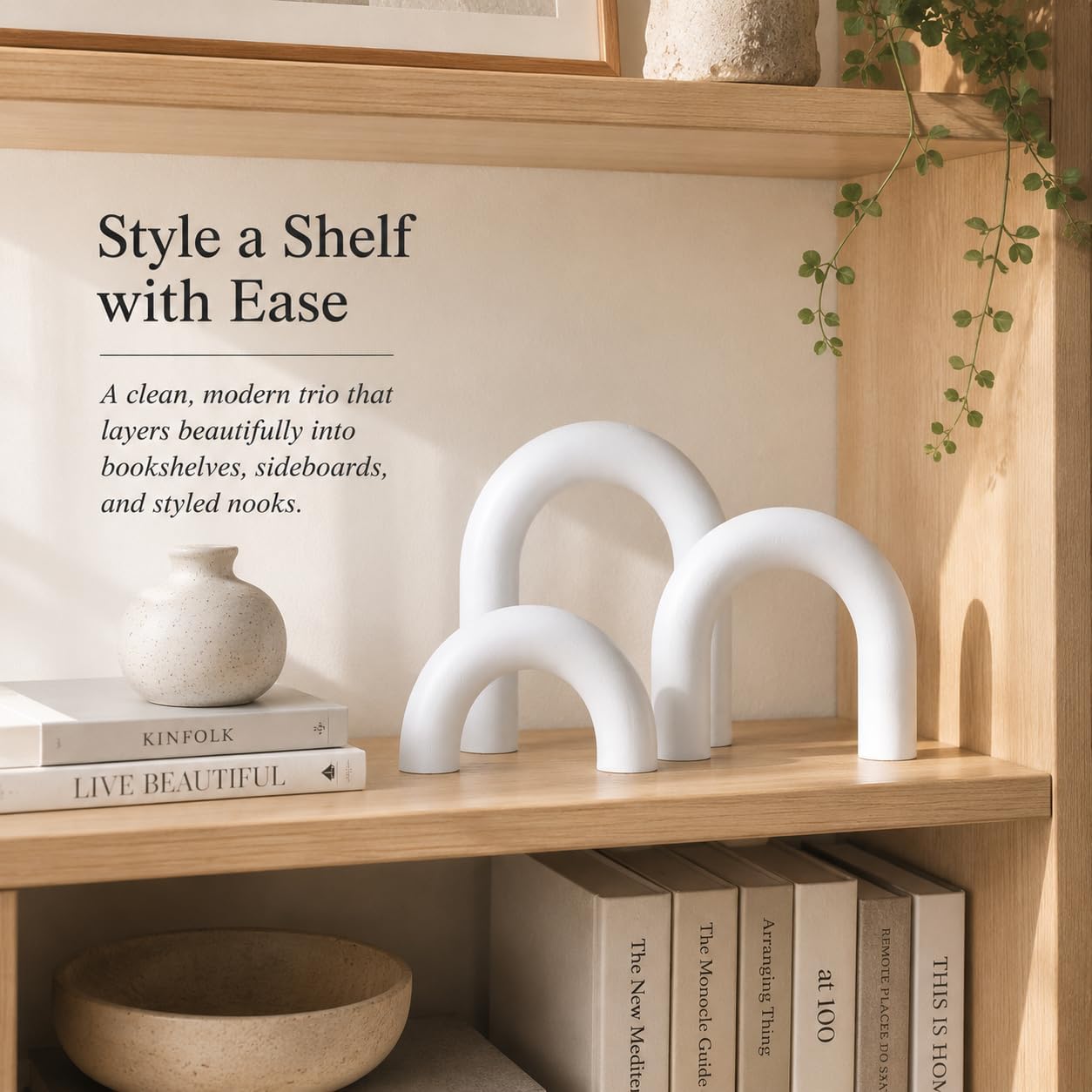 Wood Statue and Sculpture Set 3 / White