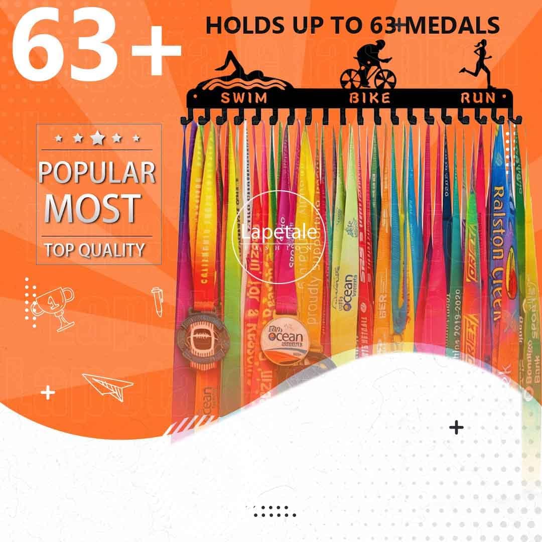 Medal Hanger Display Rack-Wall Mount Steel for 63+ Medals Easy to Install