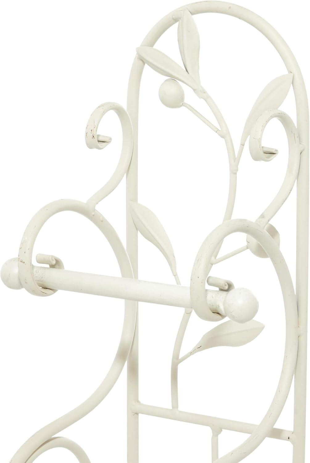 Deco 79 Metal Scroll Toilet Paper Holder with Space to Hold 3 Rolls, 8" x 6" x 24", Cream