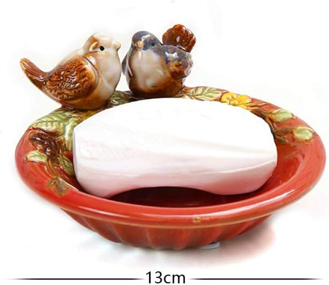 5" Ceramic Shower Soap Dish Holder Vintage soap Tray Bird Theme