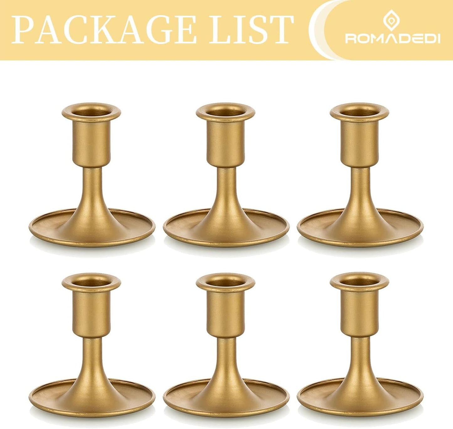 Candlestick Holders Taper Candle Holders, Romadedi Gold Candle Stick Candle Holder for Table Centerpiece, Wedding