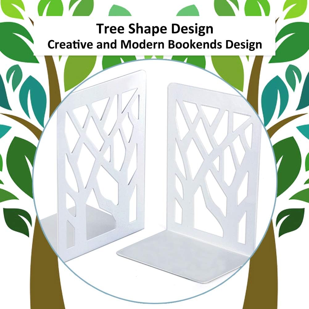 White Metal Book Shelf Holder Home / White-2 Pair