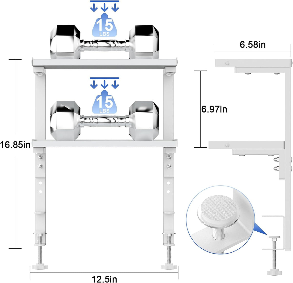 2-Tier Desk Shelf | Desk Organization Expandable Clamp on Desk Shelf Desktop Accessories for Offices and Game Rooms
