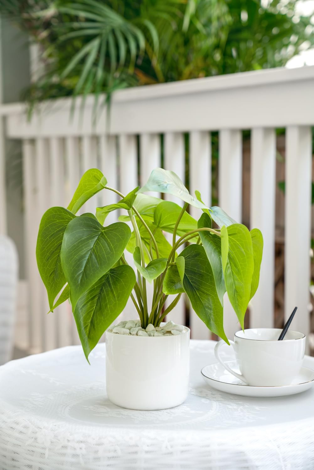 Fake Plants in Ceramic Pot / White / Small