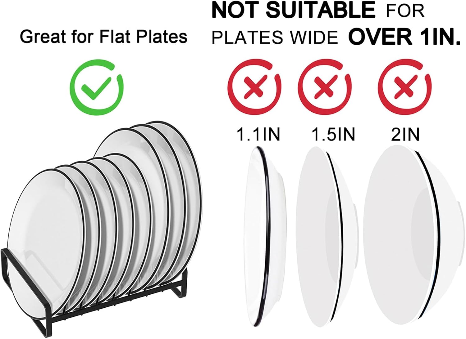 2 Pack Plate Holders Organizers 8 Slots Upright Cabinet Dish Drying Racks Metal Plate Stands (for 6In. 10In. Plates)