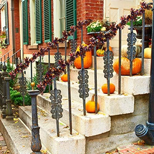 WILLBOND 6 Pcs 39.4 ft Tinsel Garland, Black, Orange and Purple Mixed