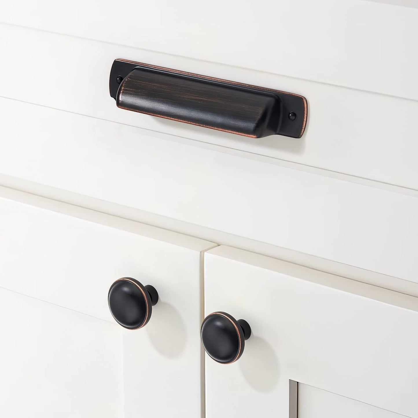 2-1/2" Drawaer Pulls Cabinet Cup / Cup Pulls 2-1/2" Hole Center / Oil Rubbed Bronze / Set of 10