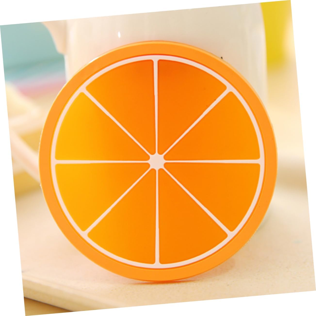 Silicone Fruit Coasters Non-Slip Heat Resistant Round Cup Mats / Set of 7