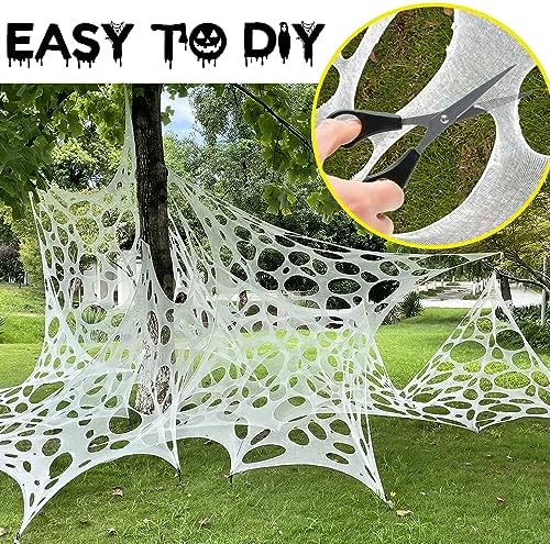 DULEFUN Halloween Spider Web Decorations 13.5ft Giant Stretchy Beef Netting