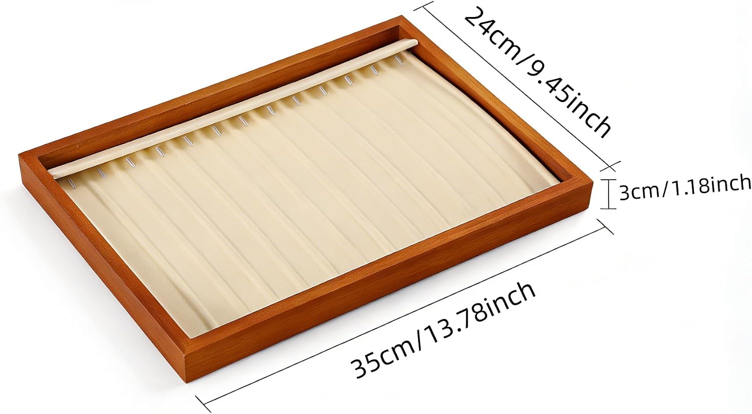 13 Hooks Necklace Organizer Large Jewelry / Old Lace / Necklace Tray1-w 9.45" x H 1.18"x L 13.78