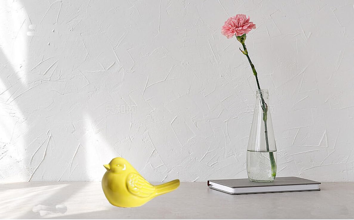 Ceramic Birds Statues Home Decor Modern Style Decorative Ornaments Animal Figurines / Yellow