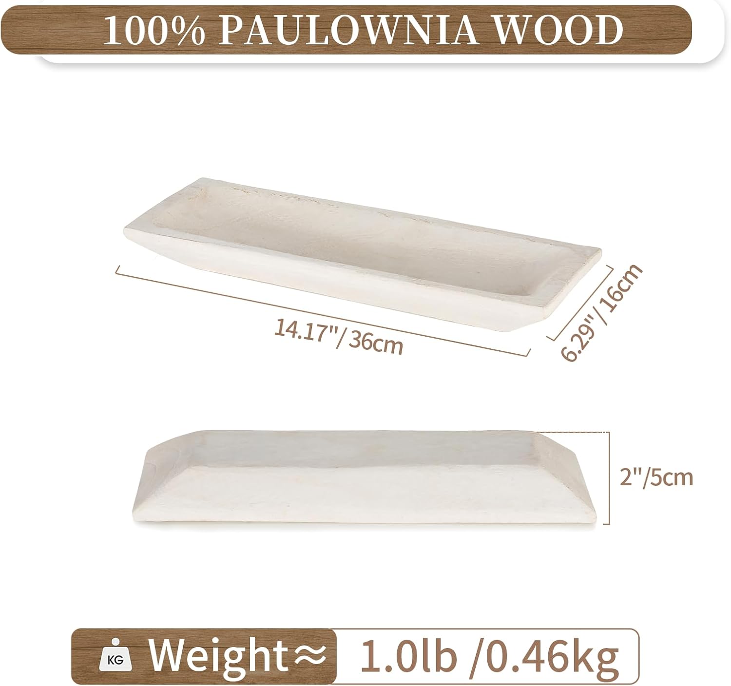 Decorative Wood Dough Bowl / White / Set of 14