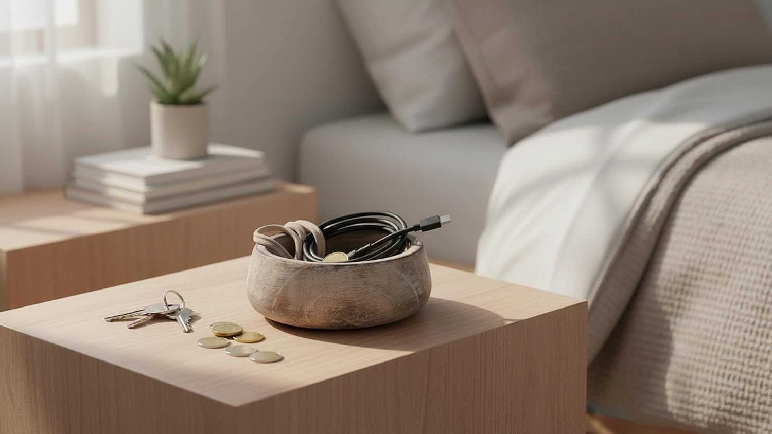 Handmade 6" Decorative Wooden Snack Serving Bowl For Dry Fruits Chips Coffee Table Countertop