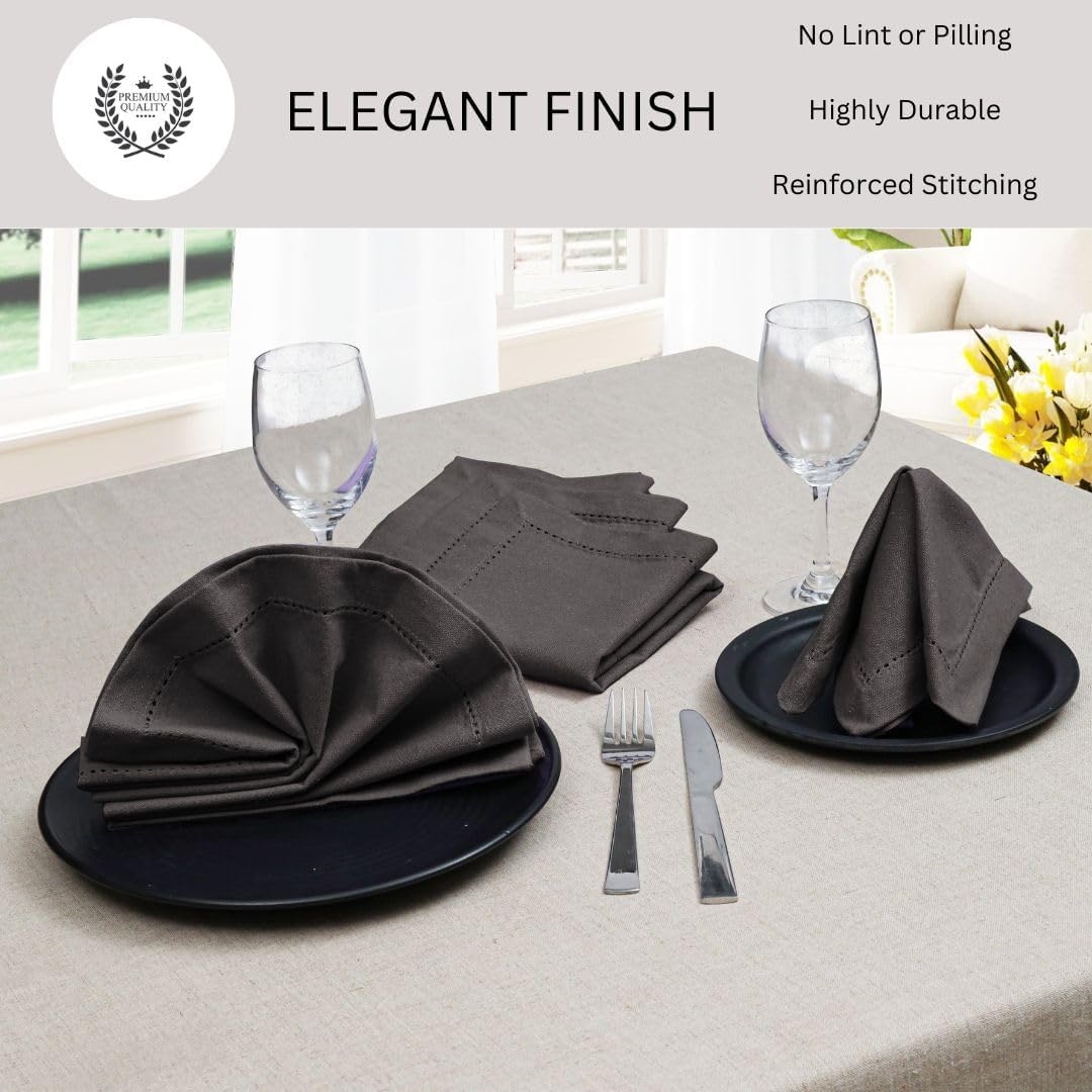 Hemstitch Cloth Dinner Napkins 100% Cotton Set of 12 - for Dining Special Occasions Weddings Parties Holidays Easter