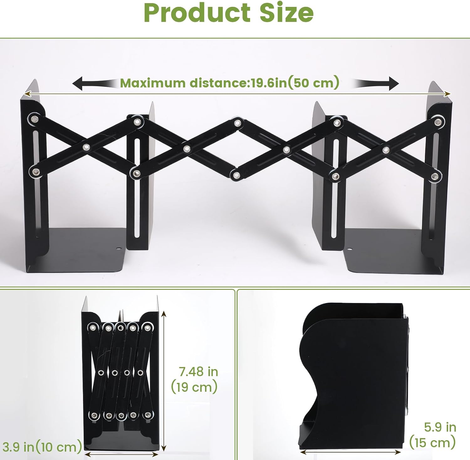 Heavy Duty Metal Bookends / Set of 2