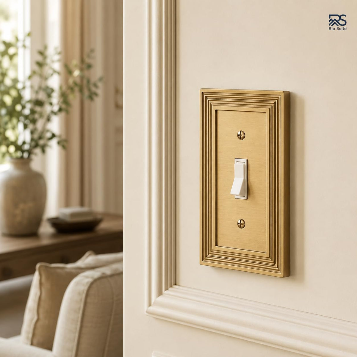 Rio Salto Gold Decorative Light Switch Cover Plate Outlet Covers 2 Pack Toggle Switch Plate Flip Switch Metal Wall