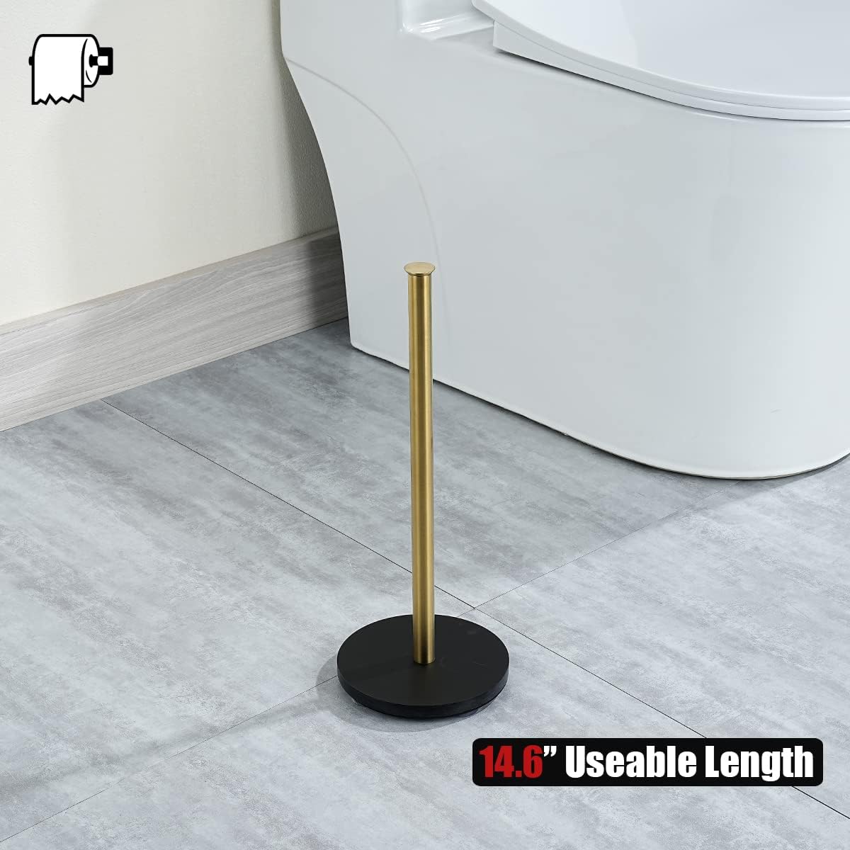 JQK Toilet Paper Storage Stand Gold, 304 Stainless Steel Thicken 0.8mm Tissue Reserve Holder Dispenser for Bathroom