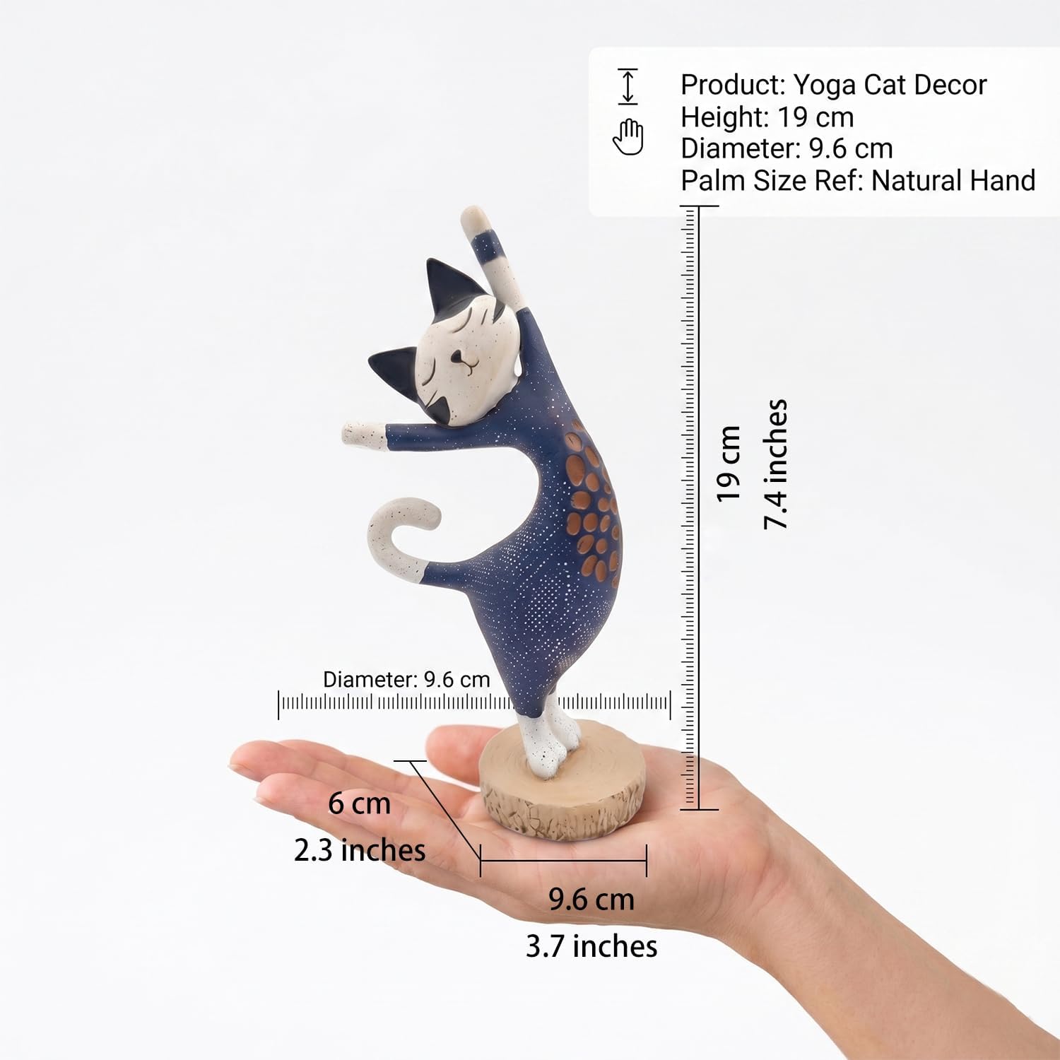 Modern Resin Cat Figurine Home Decor / Blue and White Polka Dot Cat
