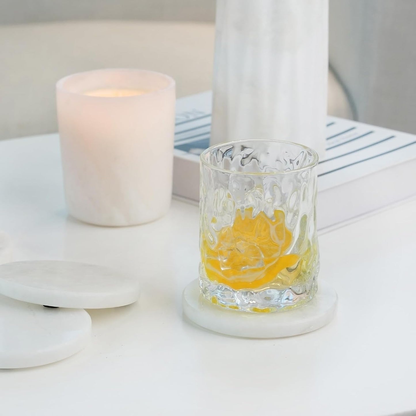 4" Cup Coasters for Drinks / White / Set of 4