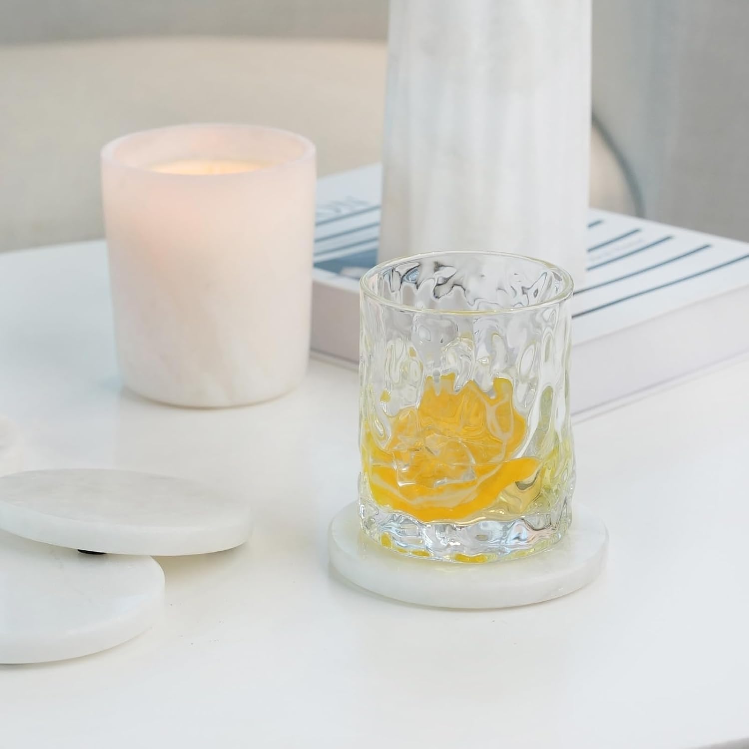 4" Cup Coasters for Drinks / White / Set of 4
