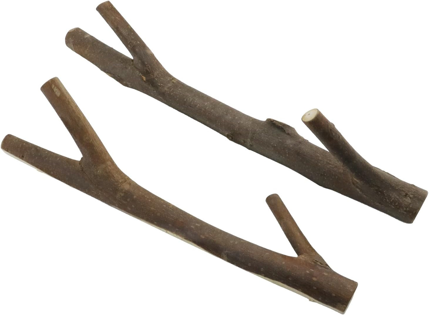 Real Wood Tree Branch Double Wall Hooks / 2-3cm Double Hooks / with Bark / Set of 2