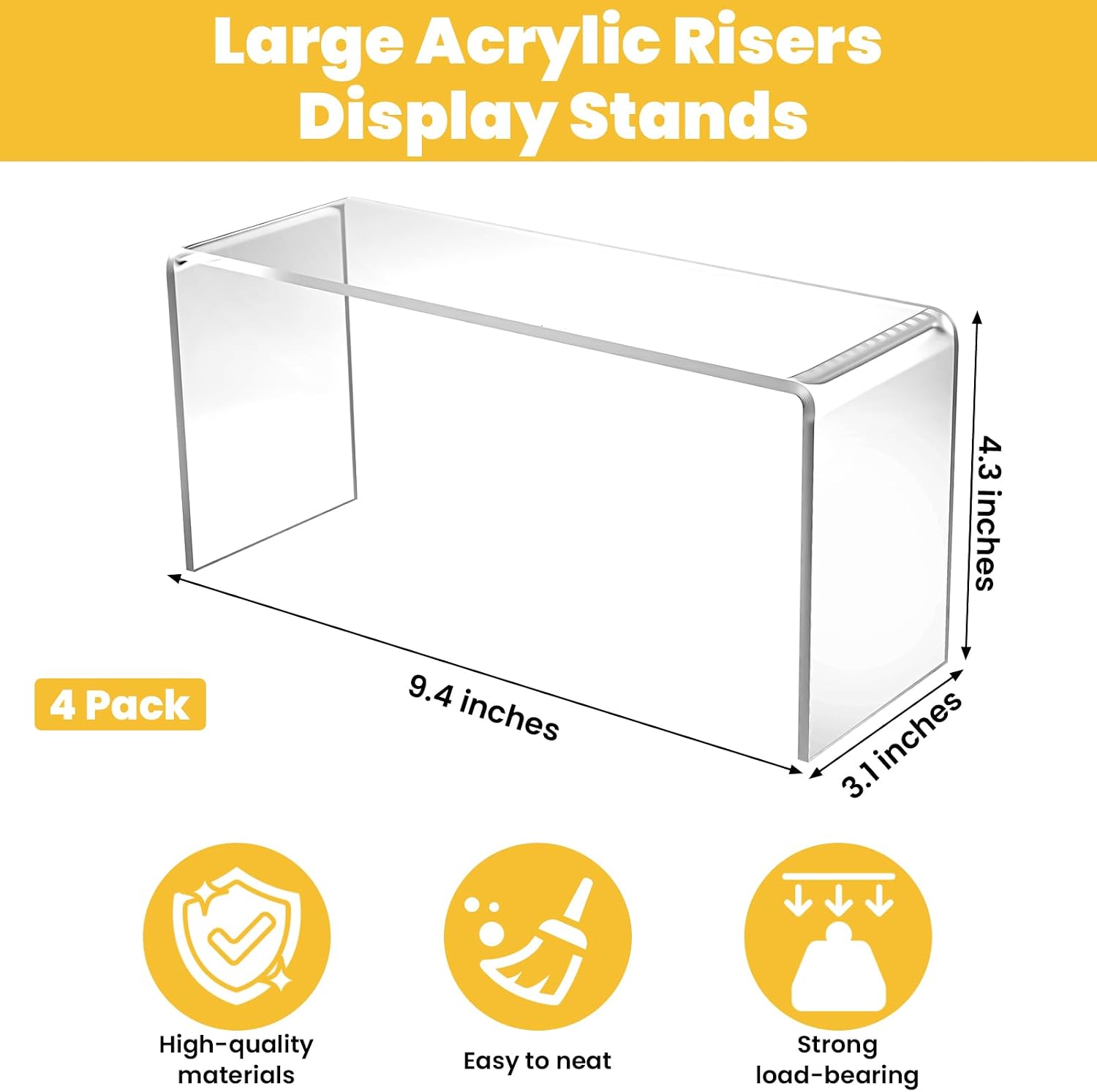 Acrylic Risers Display Stands / Clear / Set of 4