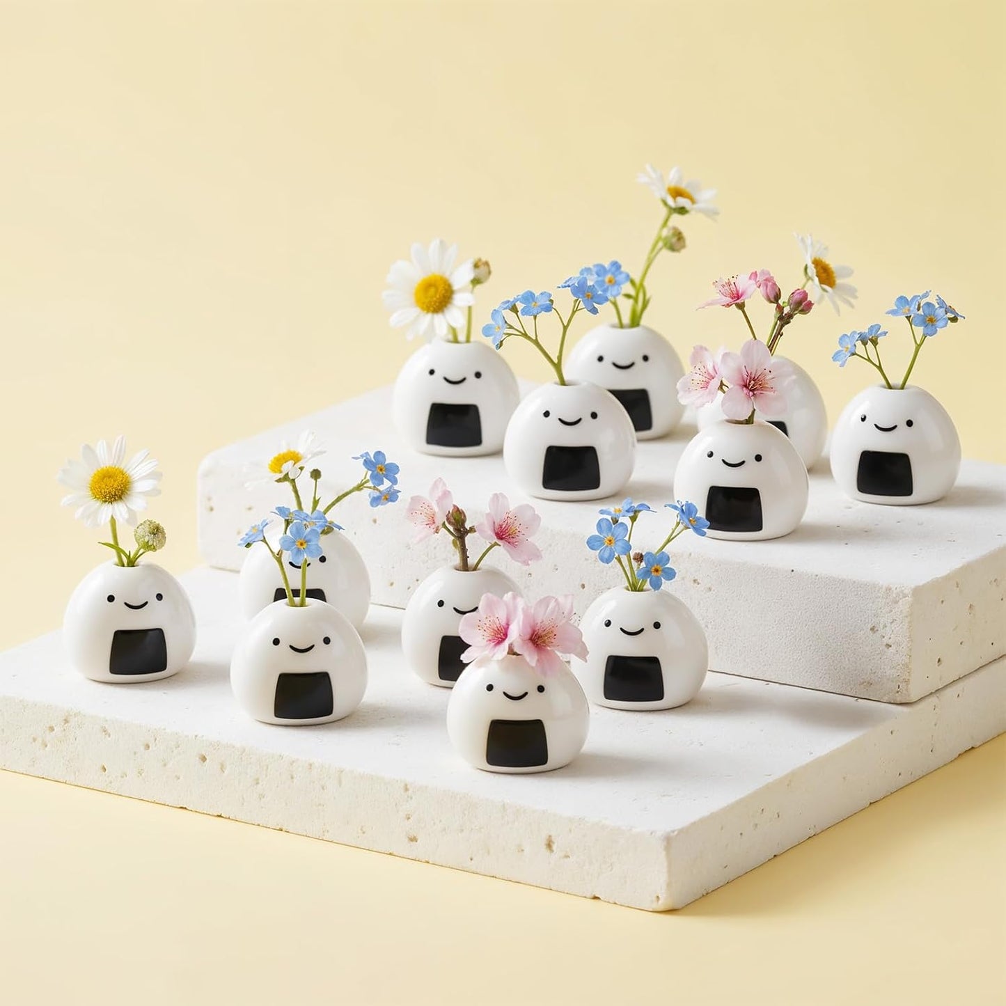 Handmade Ceramic Rice Ball Miniature Vases / Set of 12