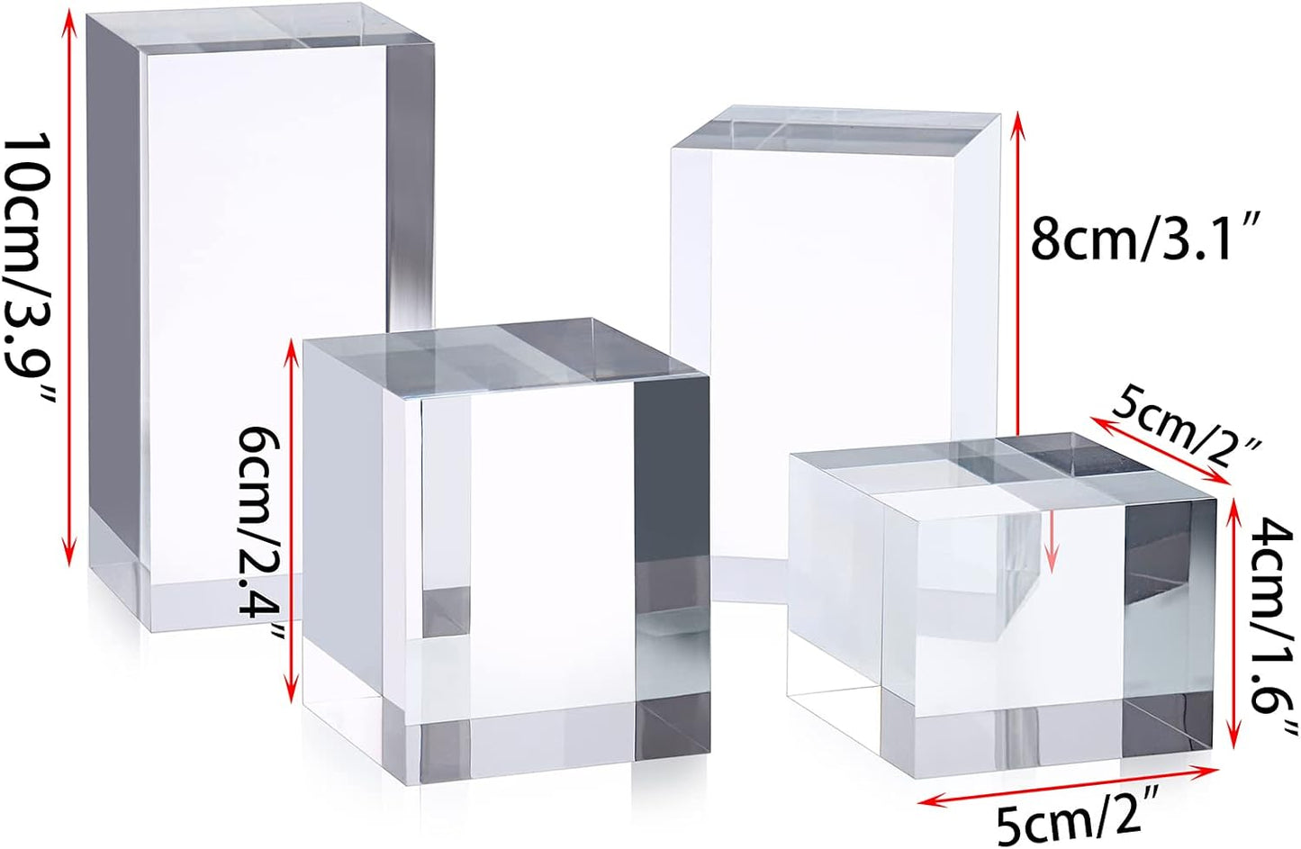 Acrylic Display Risers Stand Square Action Figures Collection / Square,4-pack / Clear / Set of 4
