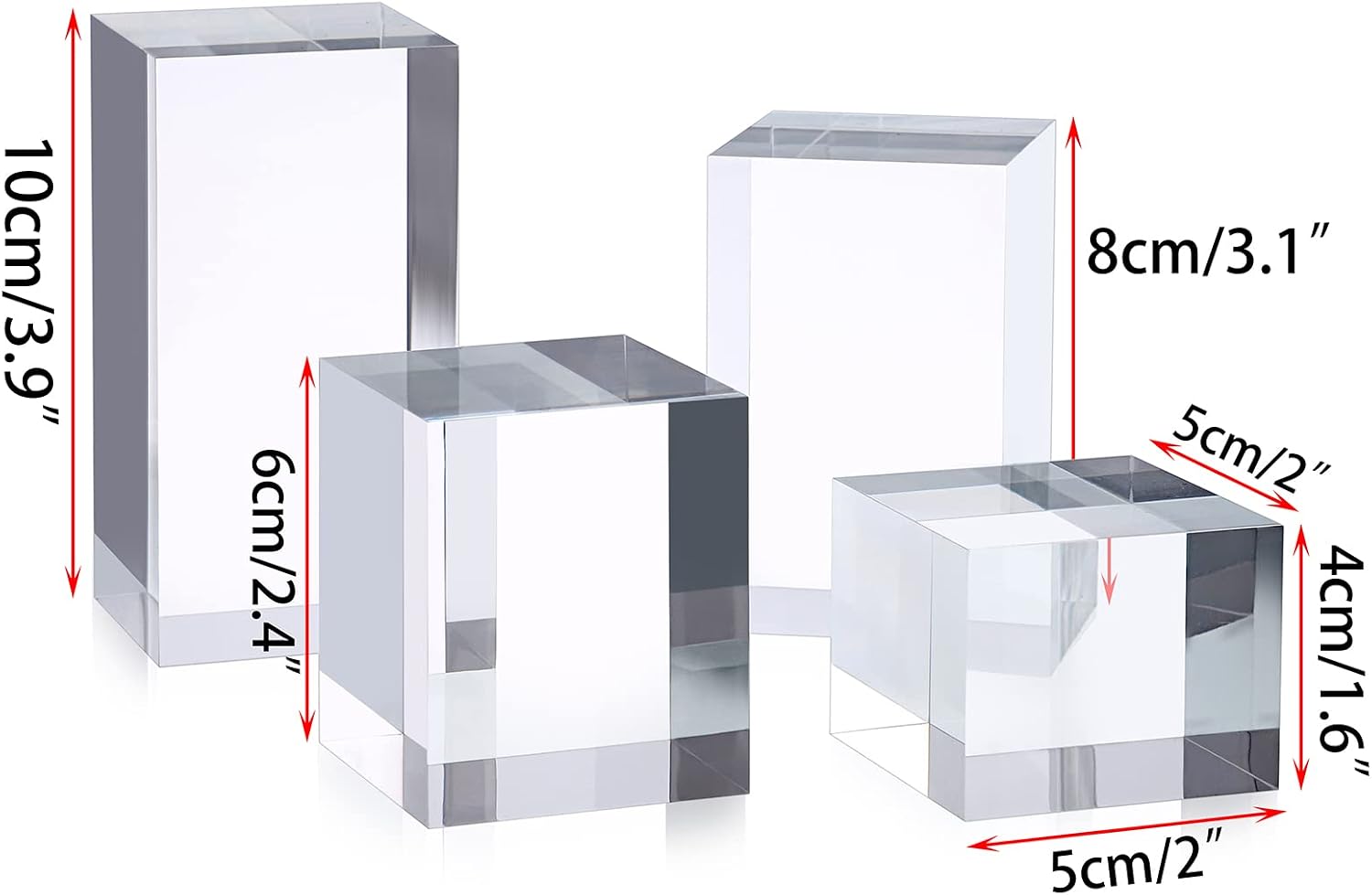 Acrylic Display Risers Stand Square Action Figures Collection / Square,4-pack / Clear / Set of 4
