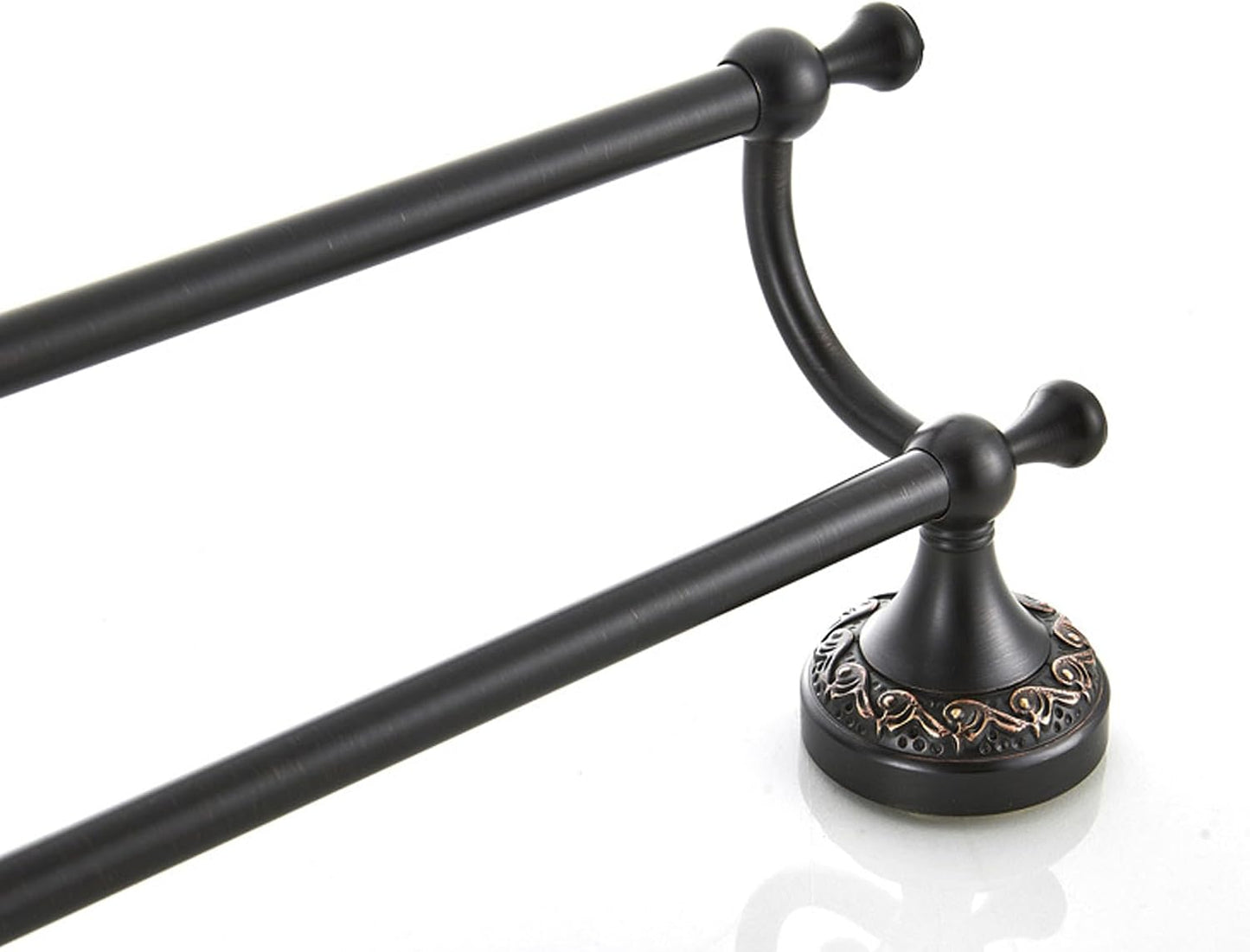 Oil Rubble Bronze Brass Double Towel Bar, Adjustable 15.5 to 27.5 Inch Bath Towel Bar Rack for Bathroom Towel Holder