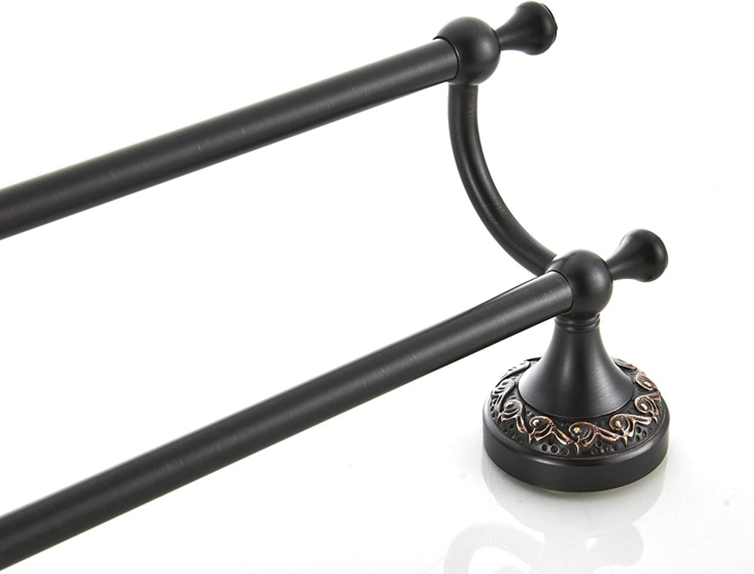 Oil Rubble Bronze Brass Double Towel Bar, Adjustable 15.5 to 27.5 Inch Bath Towel Bar Rack for Bathroom Towel Holder