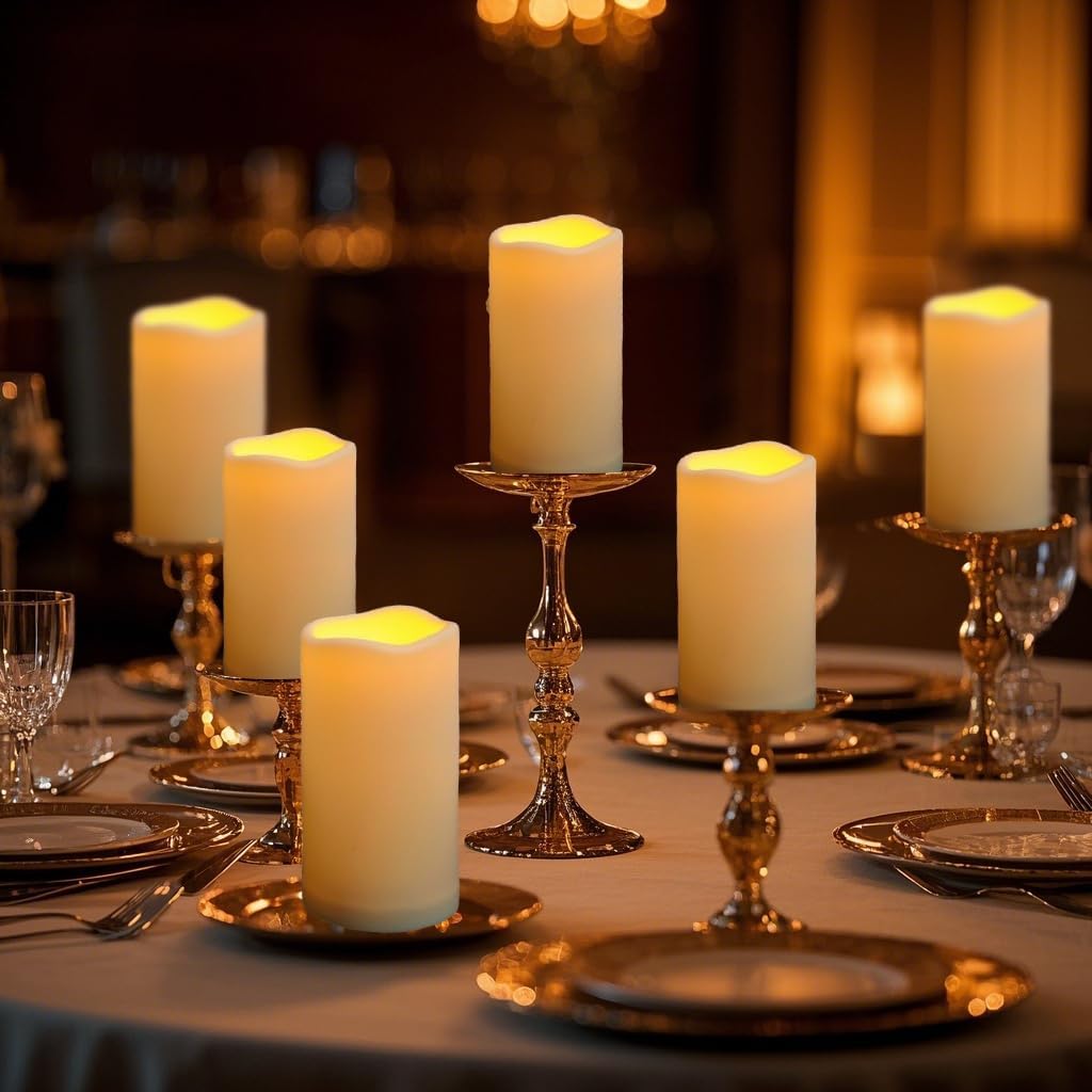 Waterproof Flameless Remote Control Candles 12PACK（D3''*H5.5''） Battery Operated Flickering LED Pillar Candle，plastic