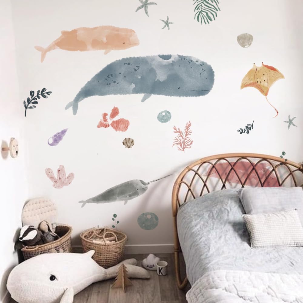 Vinyl DIY Watercolor Decals / Ocean Animals-a