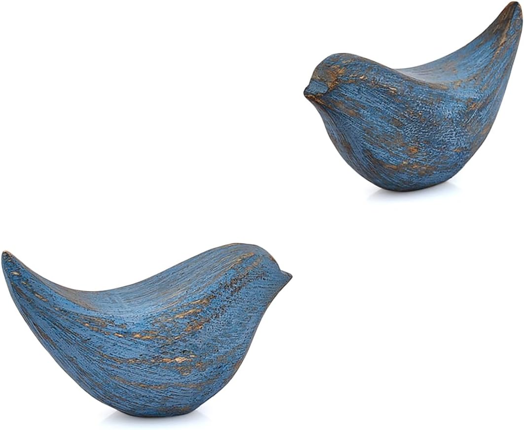 Statues Acacia Wood Bird Figurines