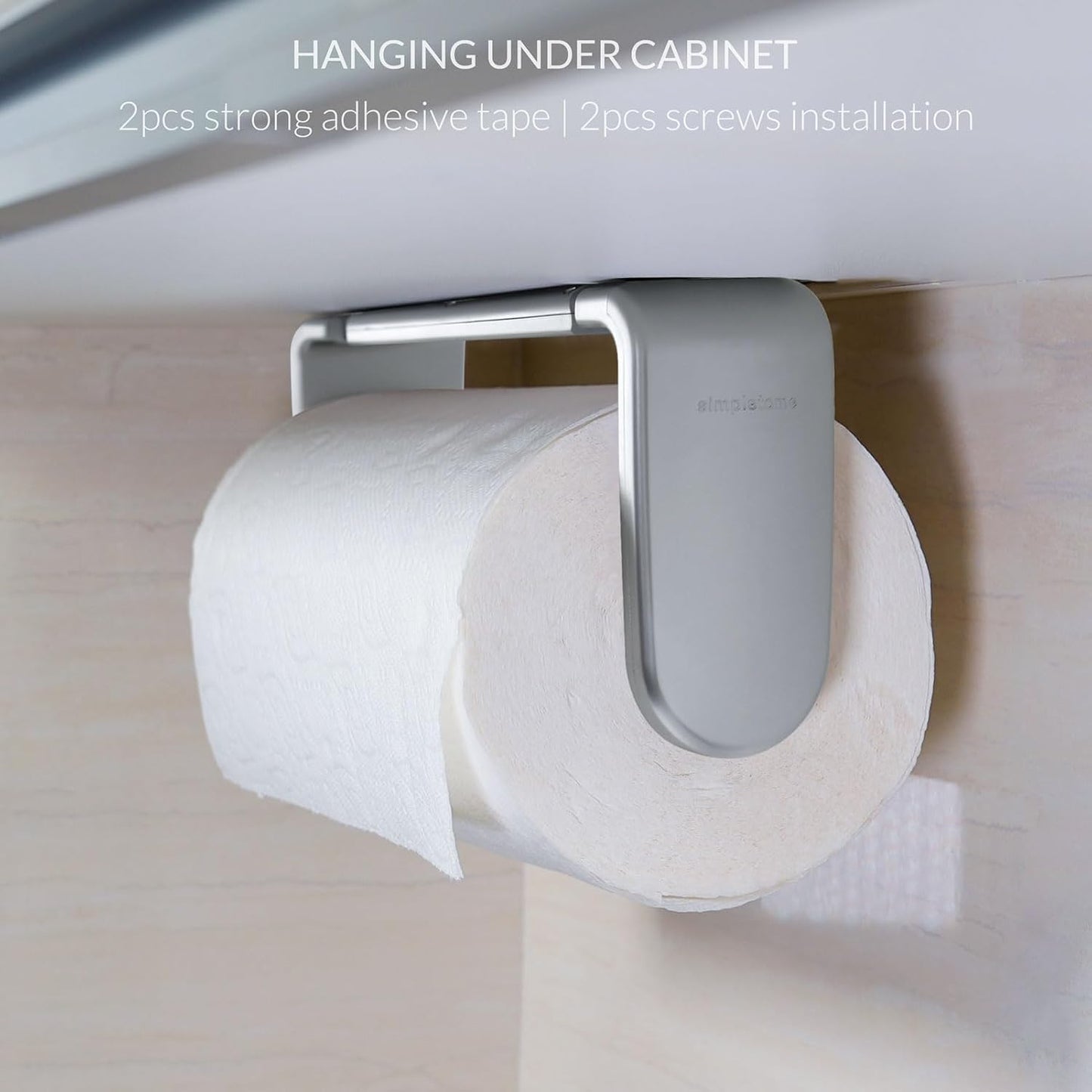 ONE Hand Tear Paper Towel Holder Under Cabinet/Wall for 9.4-11inch, Silver | adaptive adjustable tension arm | tear