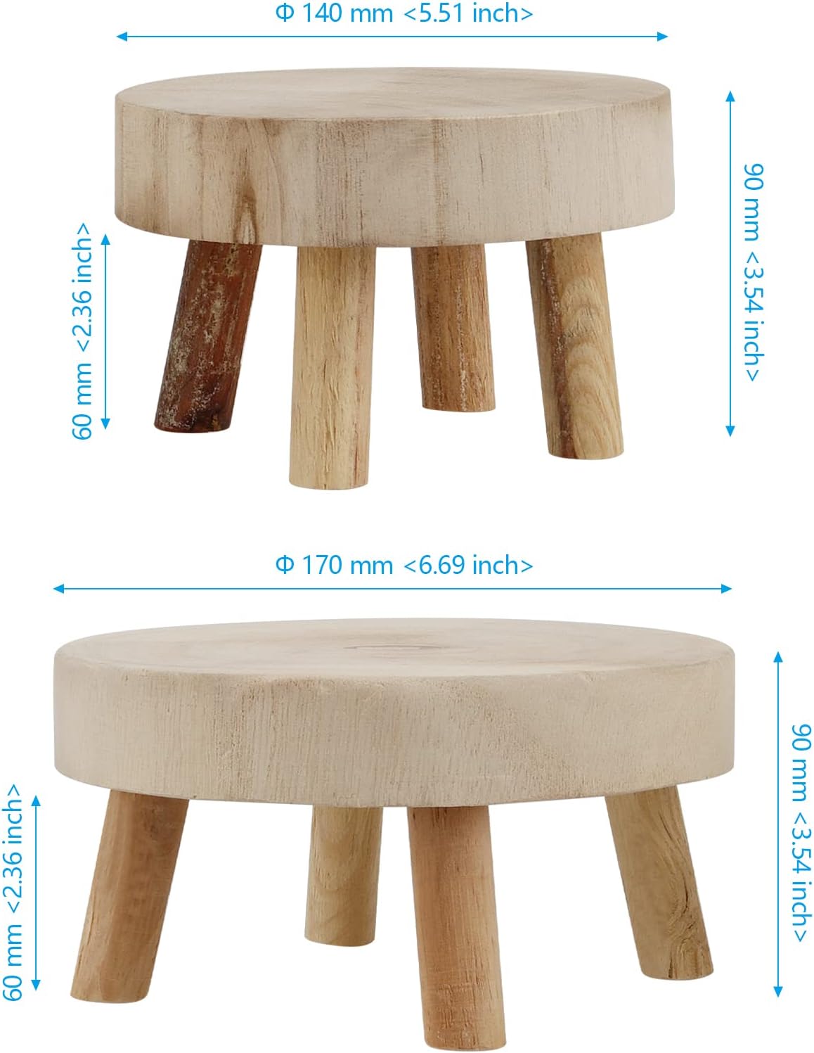 Wood Plant Riser Stands / Set of 4