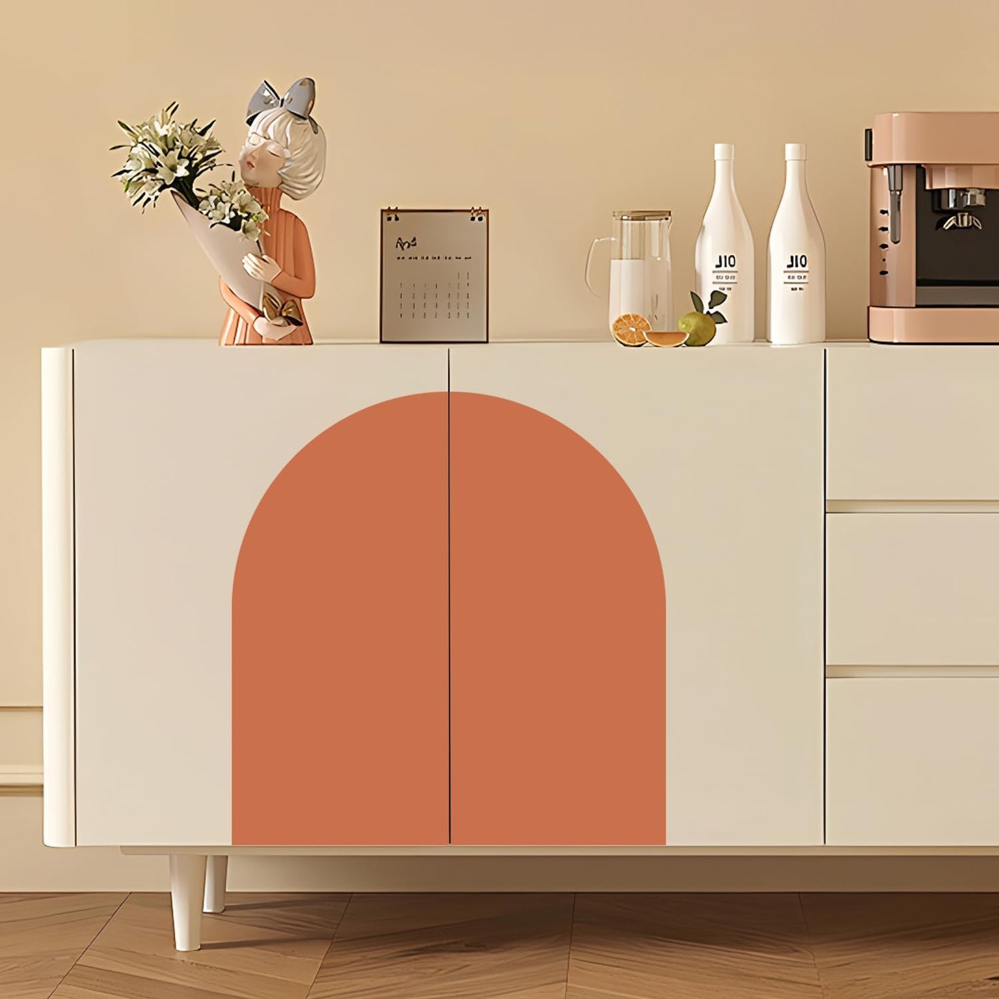 Large Arch Wall Decal Peel and Stick Set of Boho Modern Self / Orange / 12.5 x 24 / Set of 4