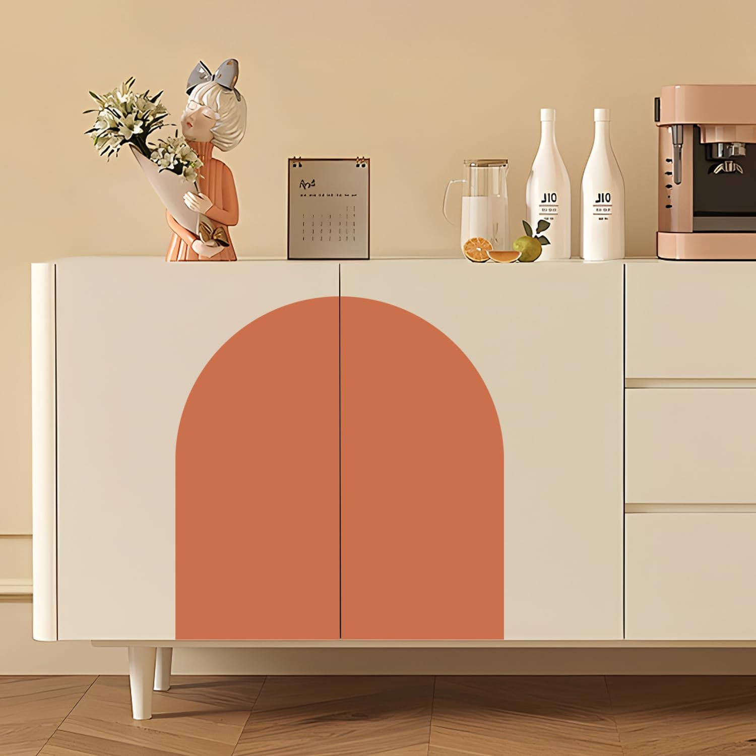 Large Arch Wall Decal Peel and Stick Set of Boho Modern Self / Orange / 12.5 x 24 / Set of 4