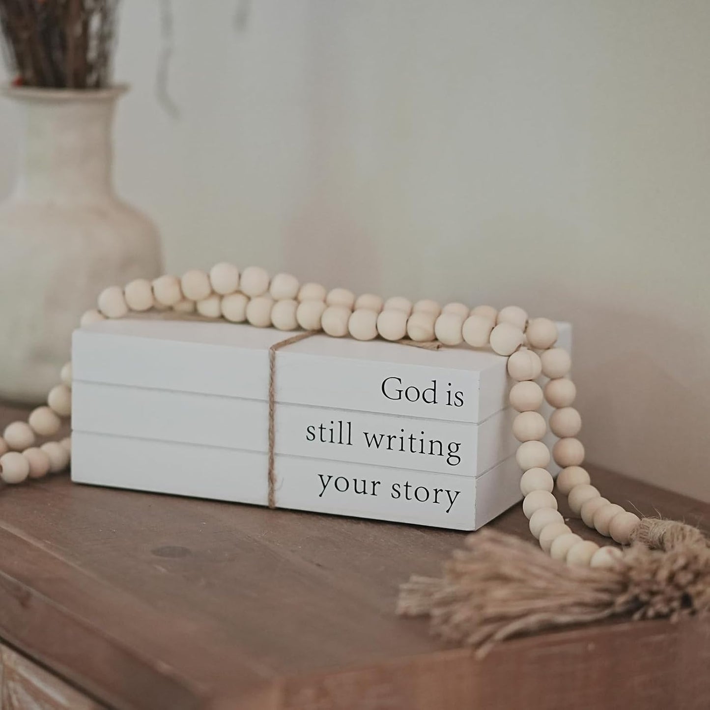 Wooden Faux Book for Decoration / God Is Still Writing Your Story
