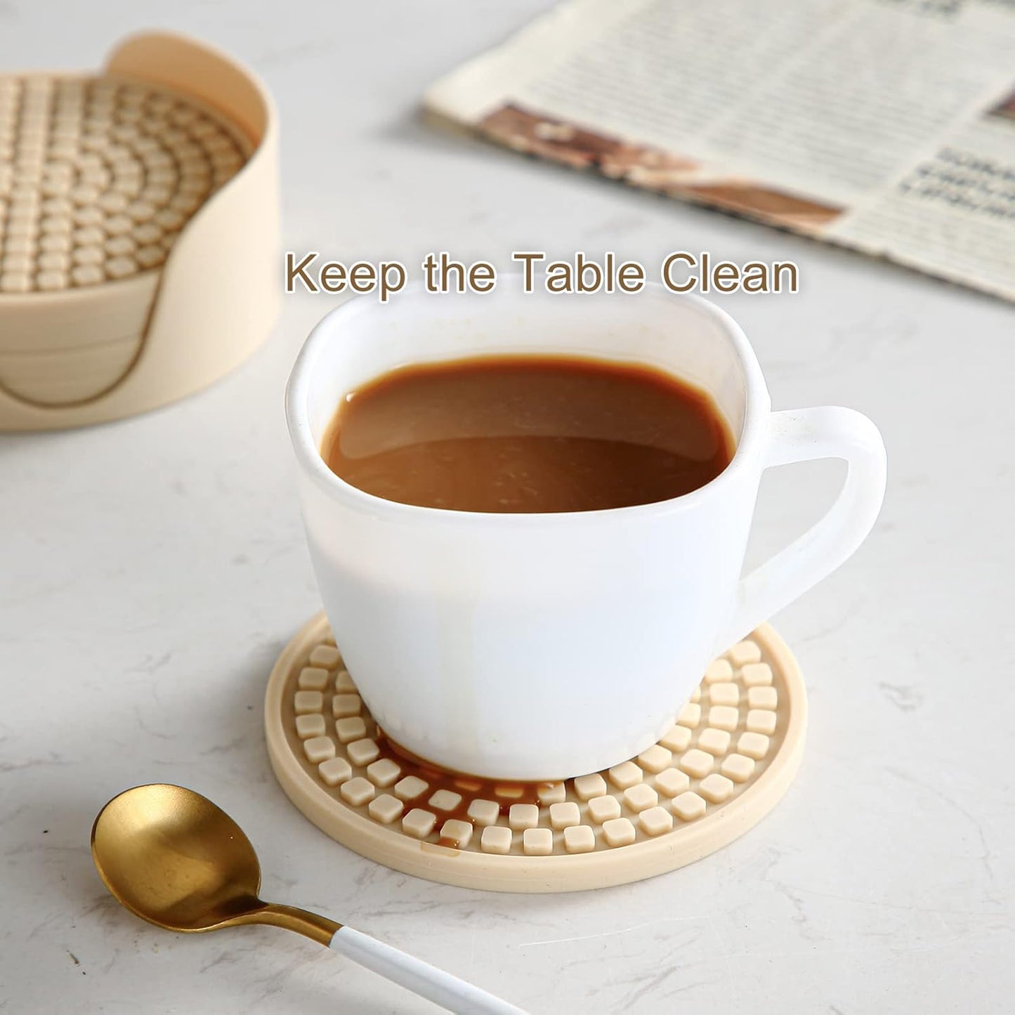 Holder / Silicone Drink Coasters / Black / Set of 6