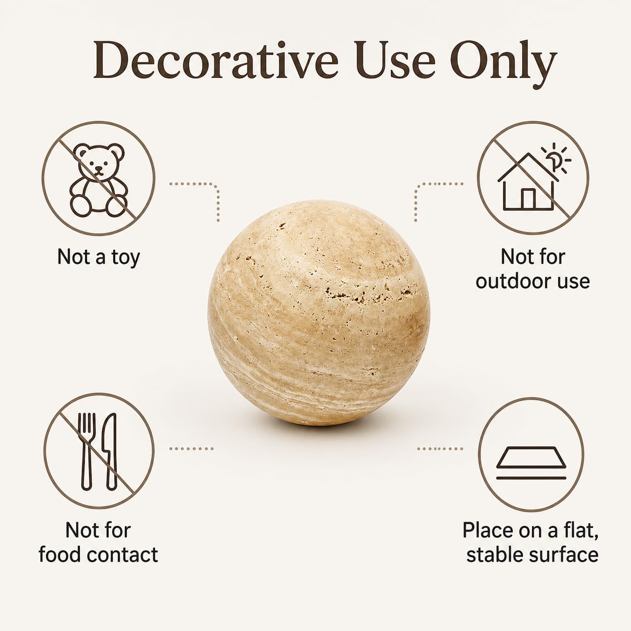 Stone Ball Decor / 12cm Diameter / Natural / 4.72 Inch