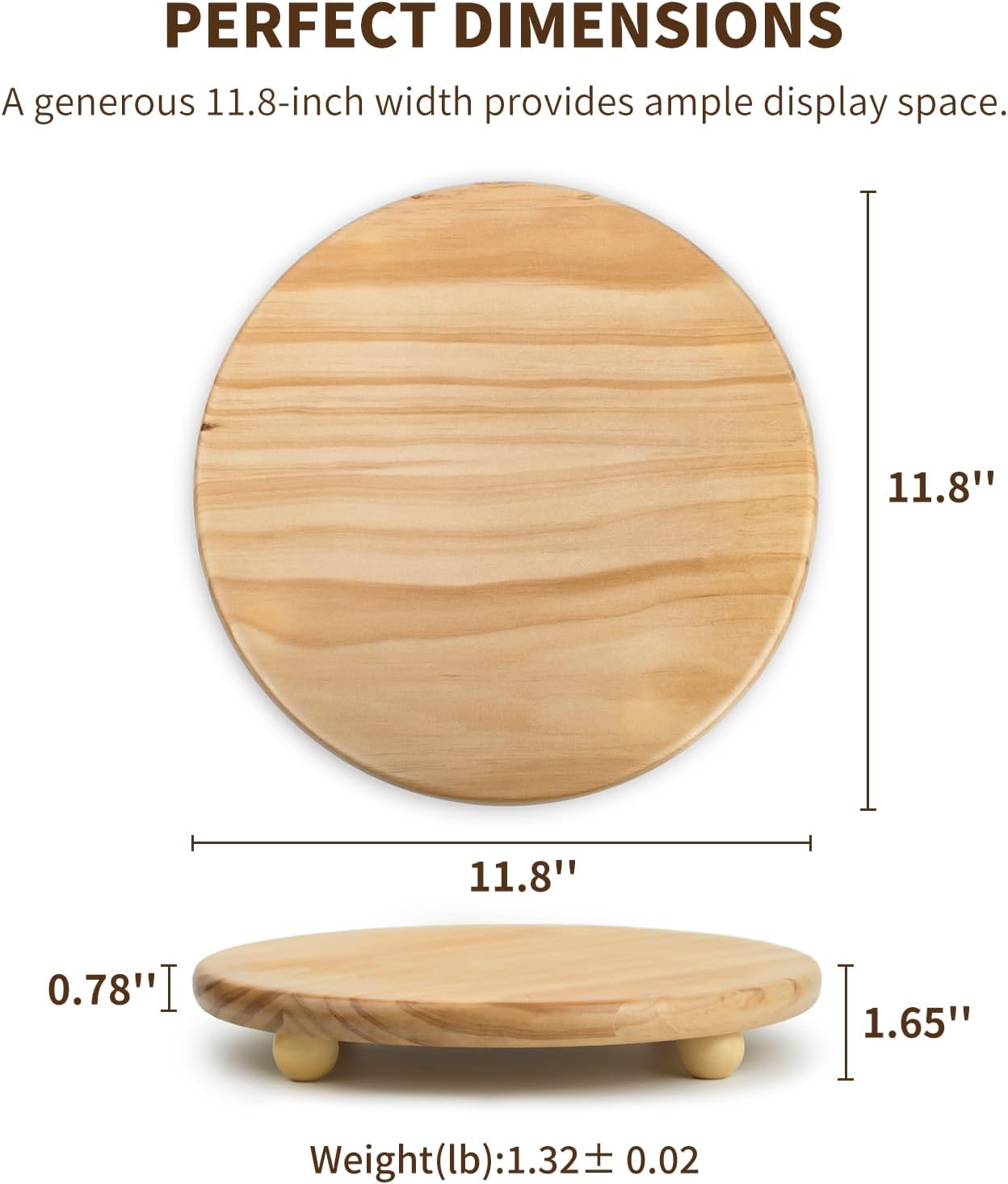 Wood Pedestal Stand / 12" Round Wood Riser