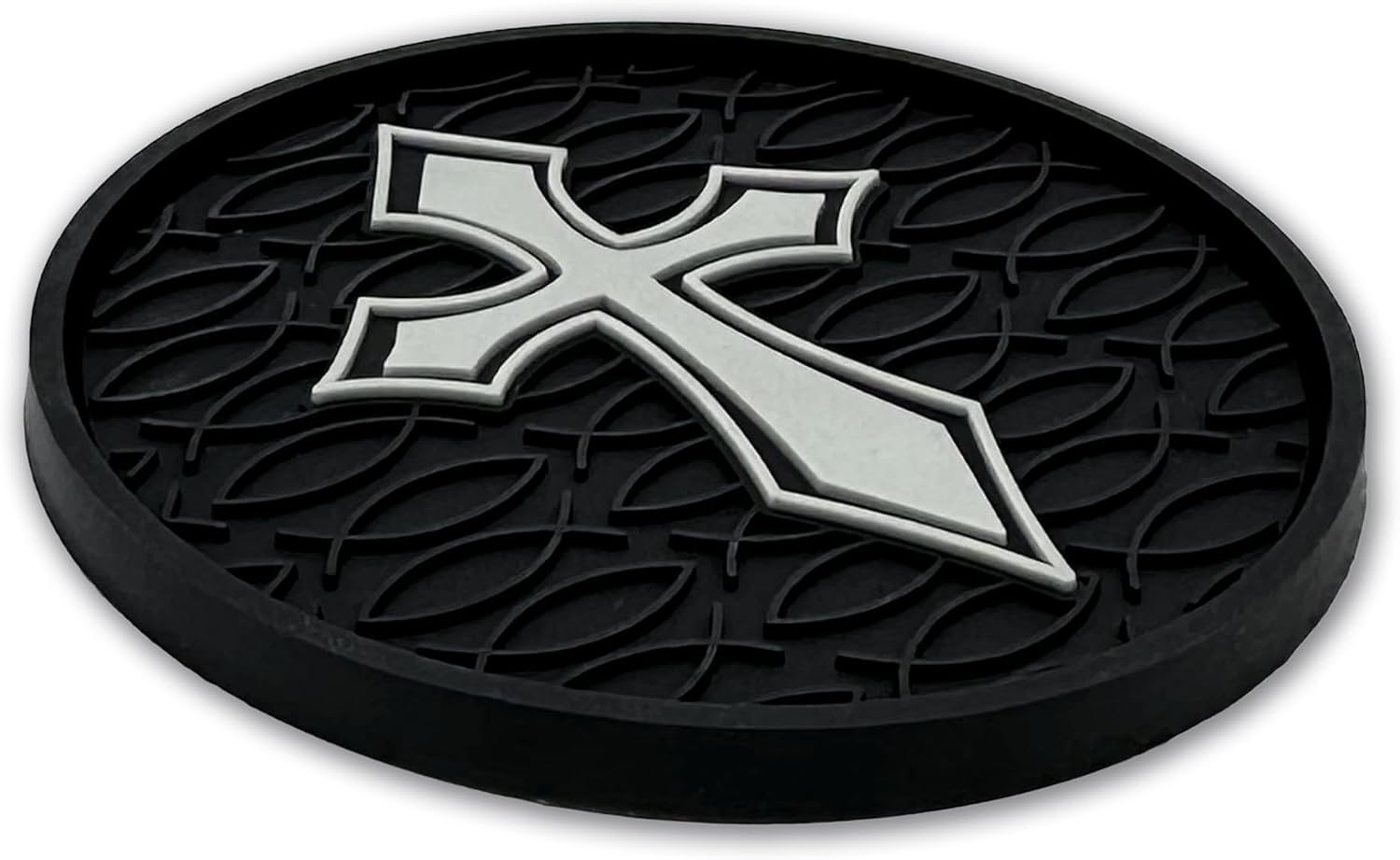 Christian Jesus Fish and Crosses Textured 3D Automotive Religious / Religious 4-pack / Set of 4